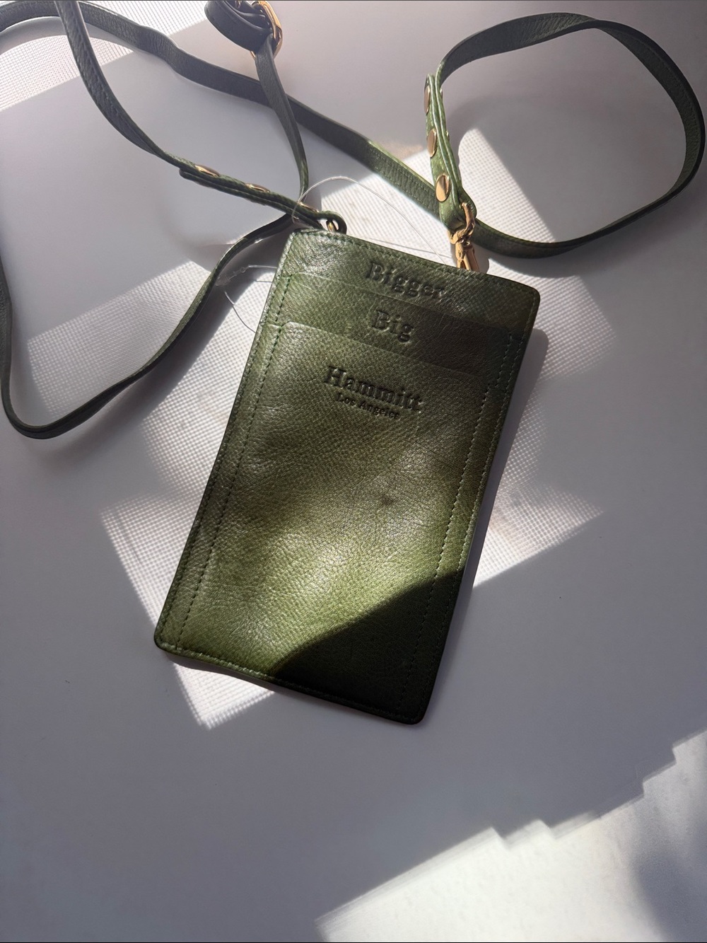 Hammitt Los Angeles leather card holder and phone crossbody lanyard case